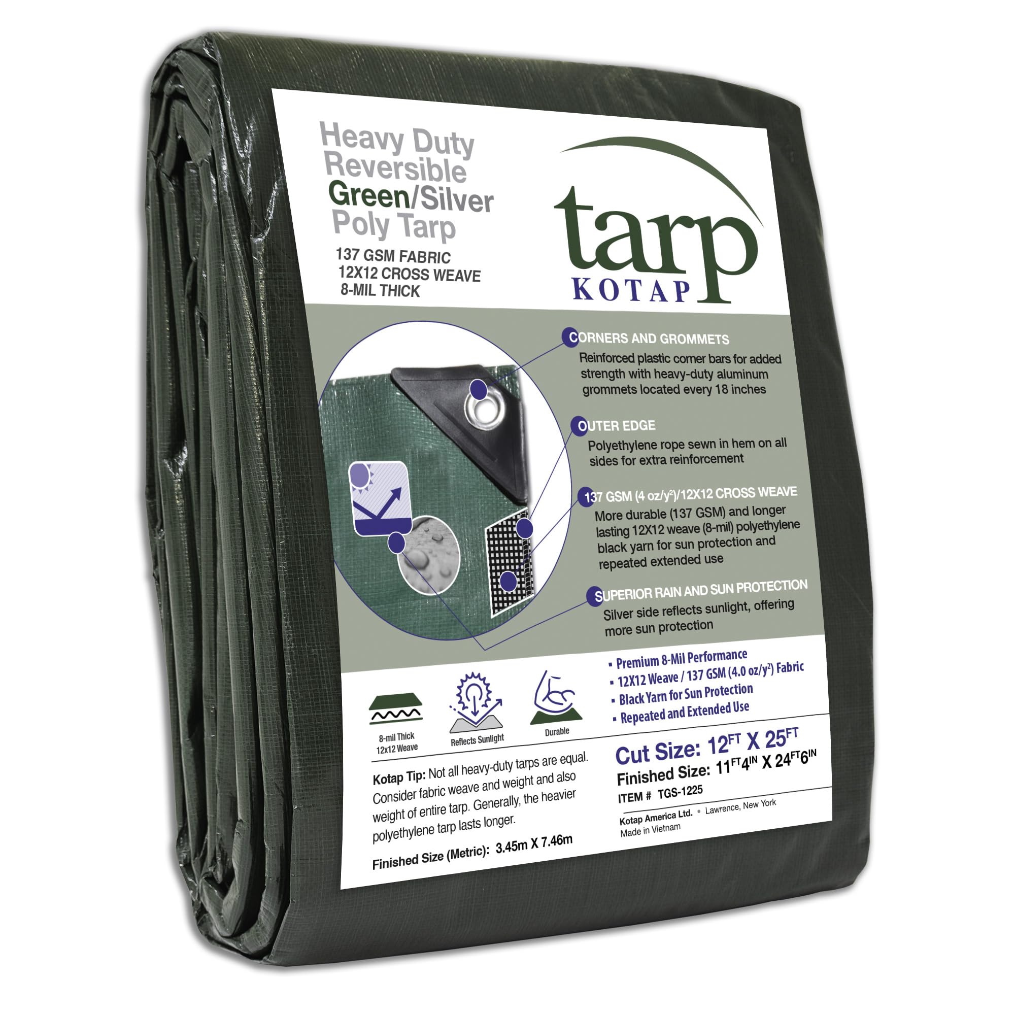 Seachoice TGS-1225 Tarp Green Poly 12' X 25'