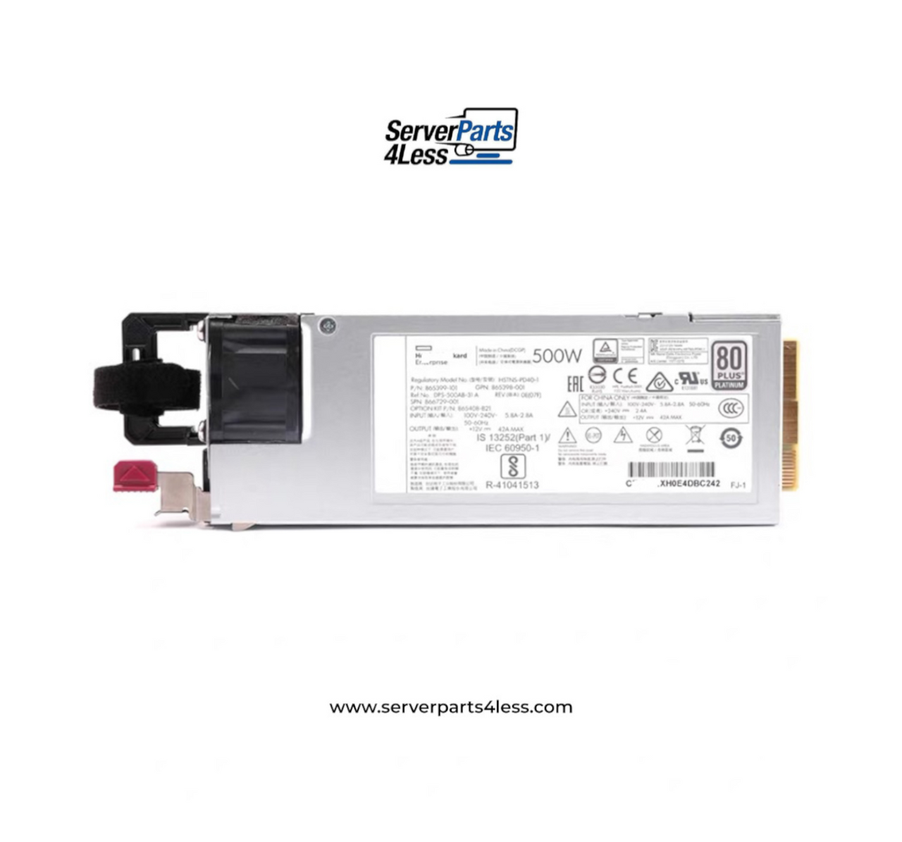 HPE 866729-001 500W Platinum PSU - Side View | Alo Tech Solutions