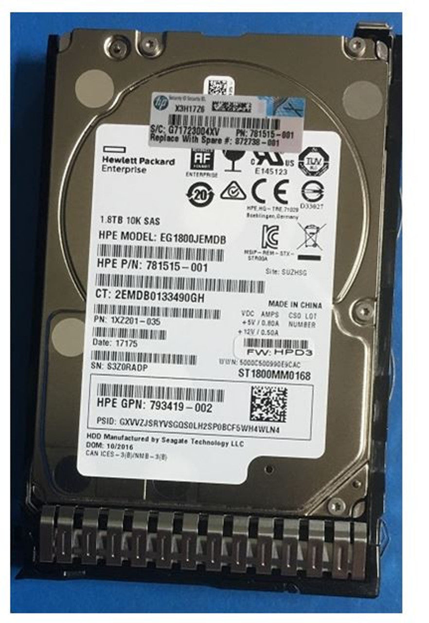 HPE 876939-001-SC 1.8TB 10kRPM 2.5in DS SAS 12G Enterprise G10 HDD
