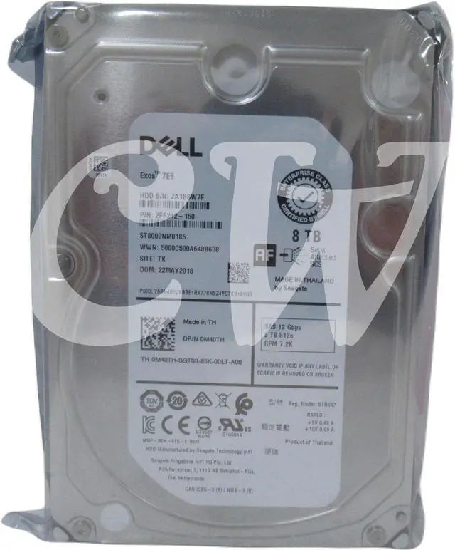 Main image of M40TH ST8000NM0185 Dell 8TB 7.2K RPM 12Gb/s 3.5" SAS HDD Hard Drive - (0 HOURS)