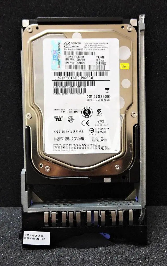 40K1027 39R7316 26K5825 MAX3073NC IBM 73GB 15K U320 8MB SCSI 3.5" HS Hard Drive