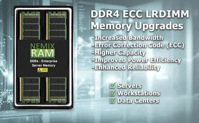 NEMIX RAM 128GB (4X32GB DDR4 2400MHZ PC4-19200 2Rx4 1.2V 288-pin ECC LRDIMM KIT Load Reduced Server Memory Compatible with Dell PowerEdge T440 Tower