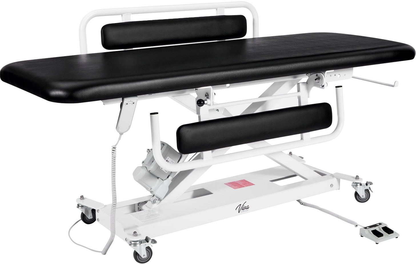 XRO Power Hi-Lo Exam Table, Open Base w/ Flat Top, Casters, Handrail & Antimicrobial Upholstery, ADA Compliant