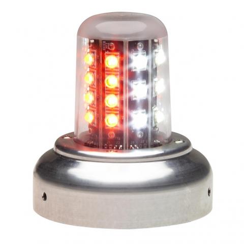 Whelen LED Rd/Wt Beacon, 28V (5HoleAdapt, MSConn 01-0790520-08