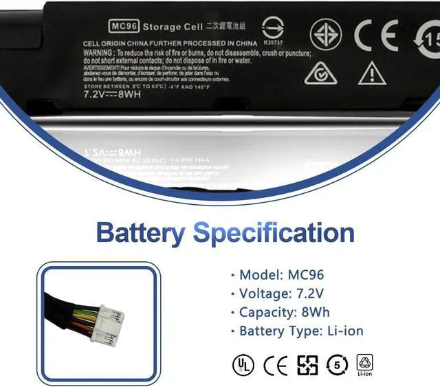 Alt view image 2 of 5 - MC96 MC96G9 Laptop Battery Replacement for HP Smart Array P840AR P440AR P840 P440 Raid Controller Smart Storage 750450-001 786761-001 727260-002 871264-001 815983-001 876850-001 HSTNN-IS6A 8Wh 1100mAh