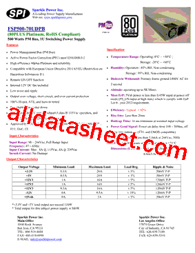 FSP500-70UDPB Datasheet PDF - Sparkle Power Inc.