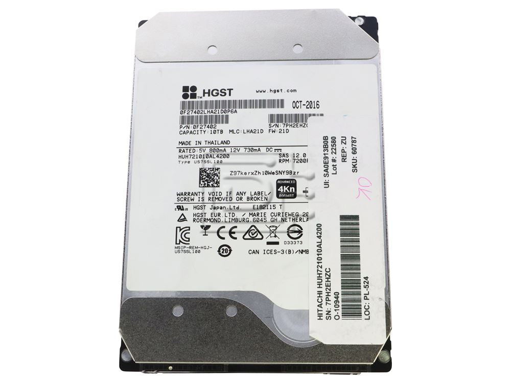 HGST HUH721010AL4200 0F27402 SAS Hard Drive Image 1 image