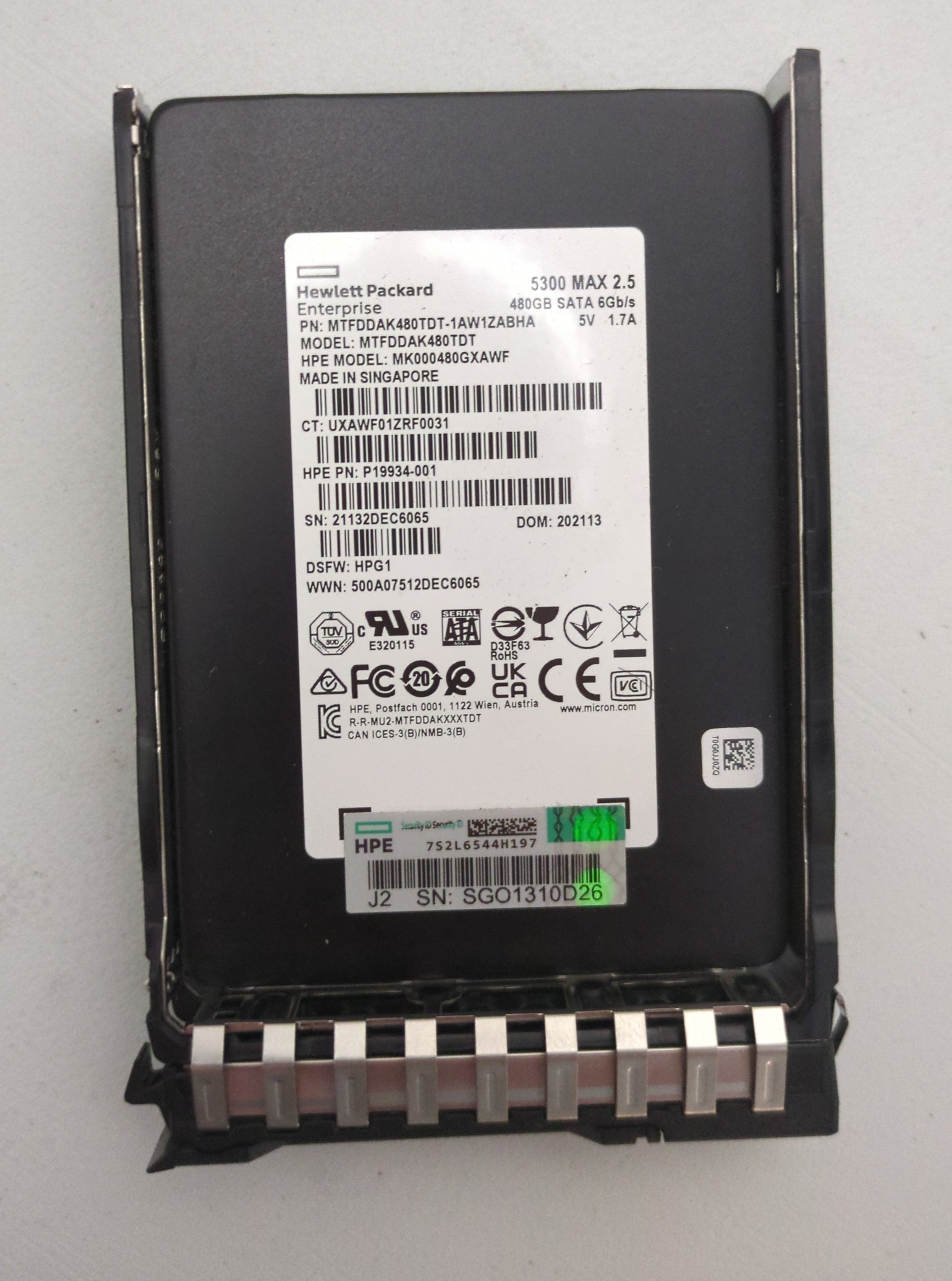 HPE P41527-001 - 480GB SATA SSD Label Detail | Alo Tech Solutions