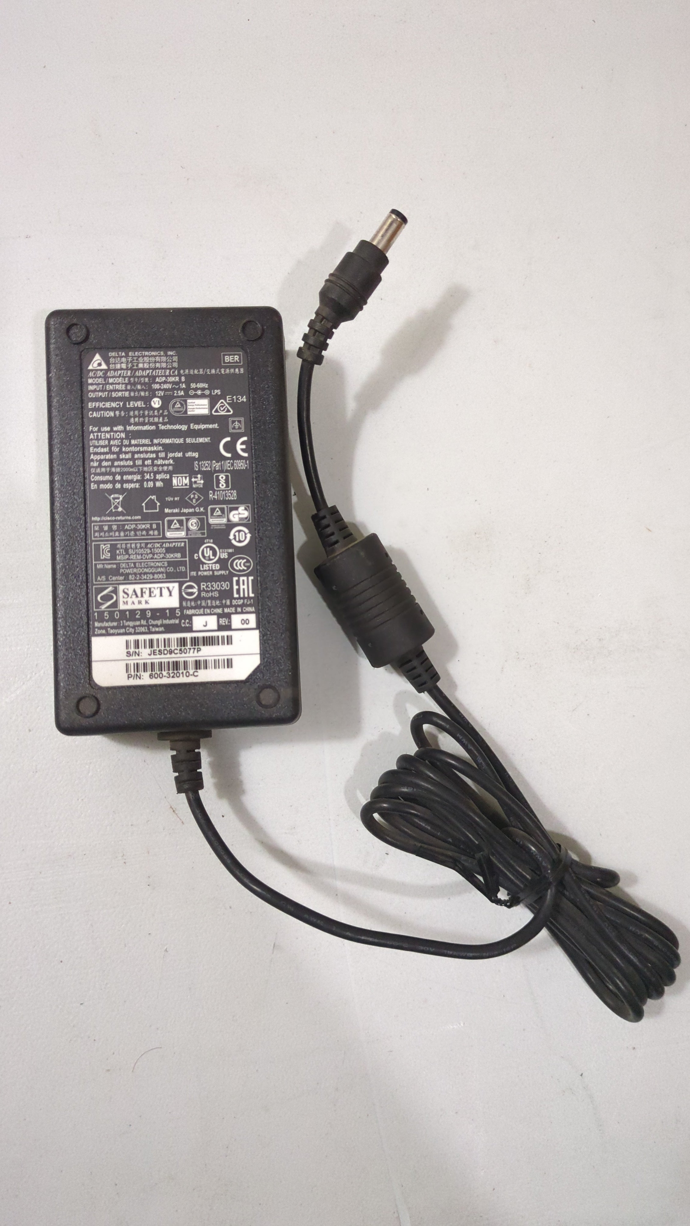 Cisco Meraki 30W Power Adapter - Connector View | Alo Tech Solutions