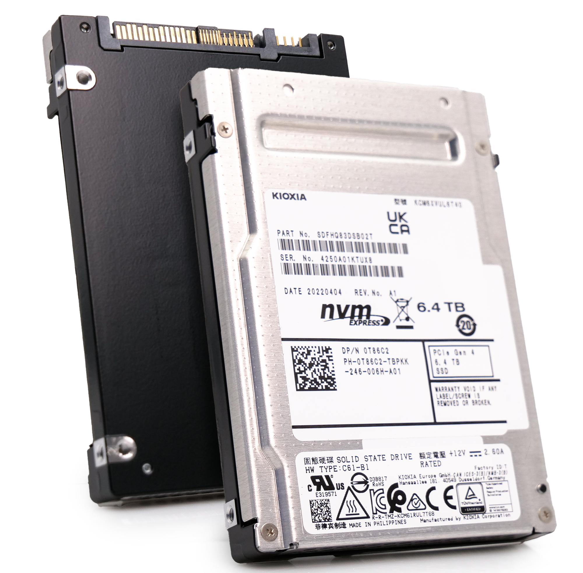 Kioxia CM6-V KCM6XVUL6T40 0T86C2 6.4TB 3 DWPD PCIe Gen 4.0 x4 U.3 8GB/s Mixed Use TLC 2.5in Enterprise Solid State Drive