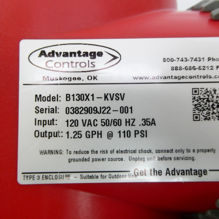 ADVANTAGE CONTROLS B130X1-KVSV 120VAC .35A 110PSI NSMP