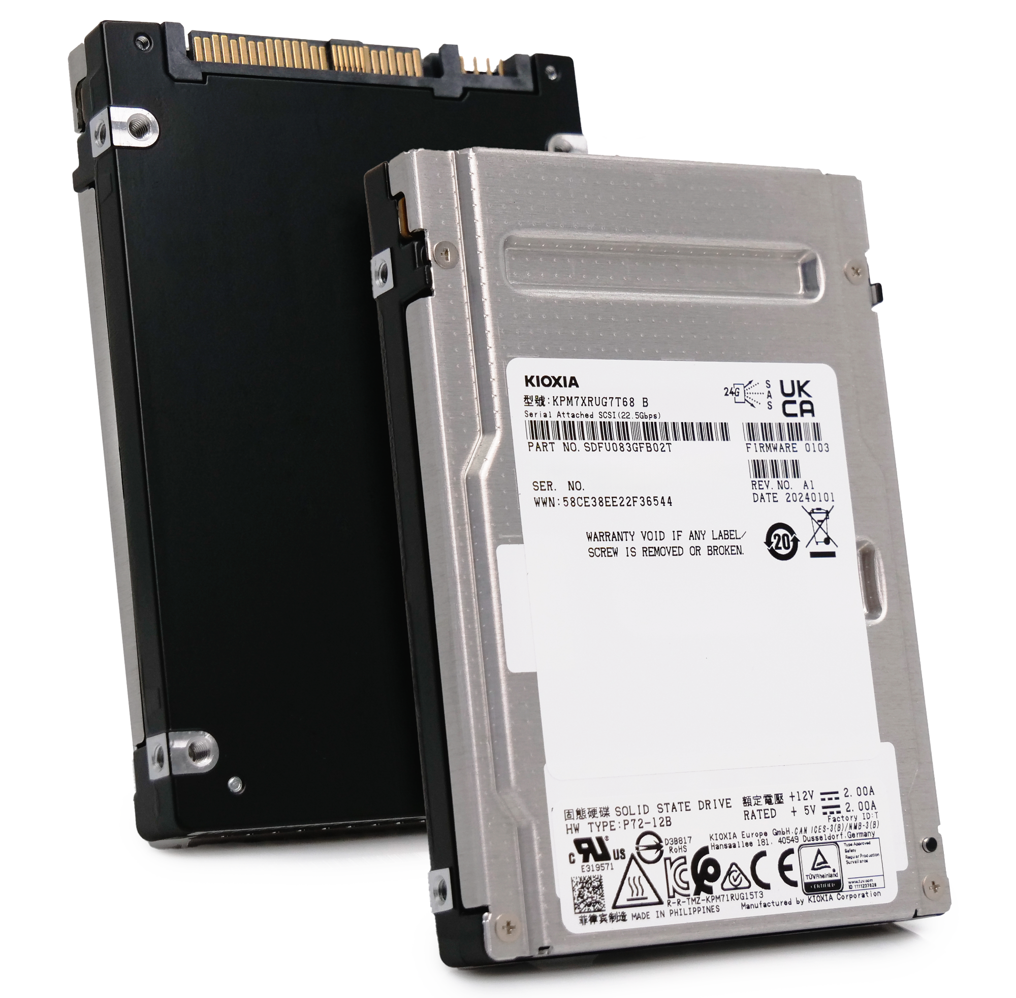 Kioxia PM7-R KPM7XRUG7T68 7.68TB 1 DWPD SAS-4 25Gb/s Read Intensive TLC 2.5in Enterprise Solid State Drive