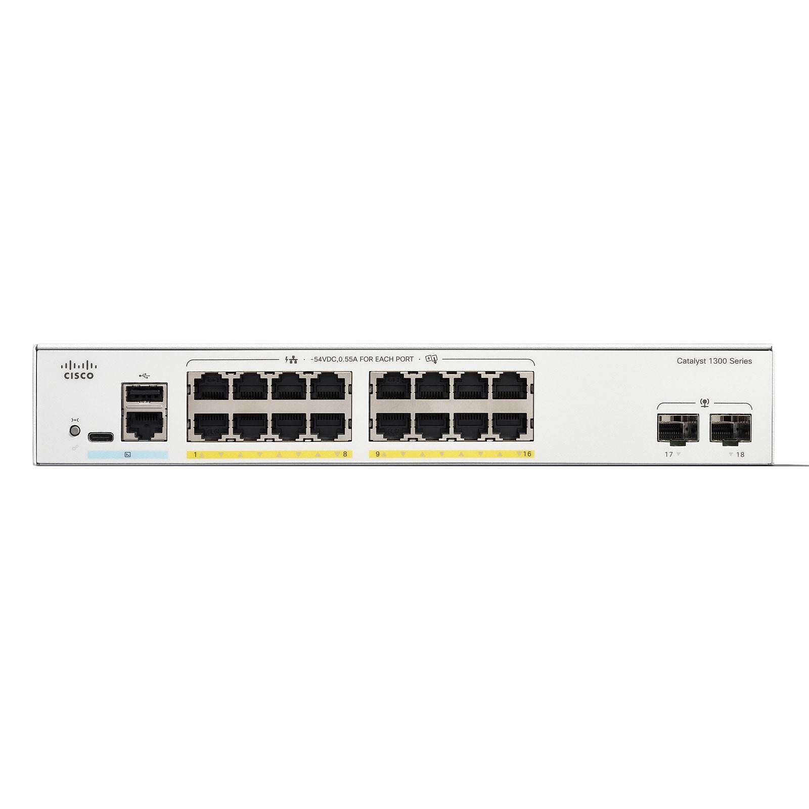 Cisco Catalyst C1300-16FP-2G 16-Port PoE+ Switch with 240W and 2 SFP