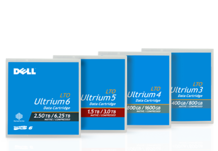 Dell LTO-6 Tape Cartridge, 1-Pack - Kit Dell LTO5 Tape Media 5-pack - Kit Dell LTO Tape Cleaning Cartridge Dell-branded Dell LTO Tape Cleaning Cartridge