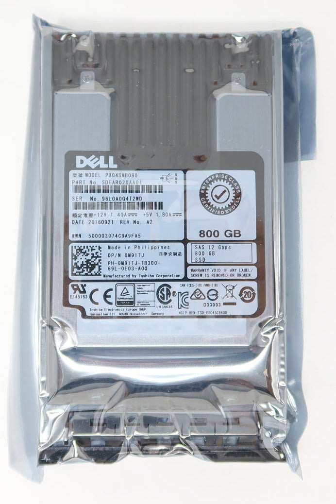 PX04SMB080 M91TJ Dell 800GB SAS 2.5" 12G MU SSD Gen13 SSD