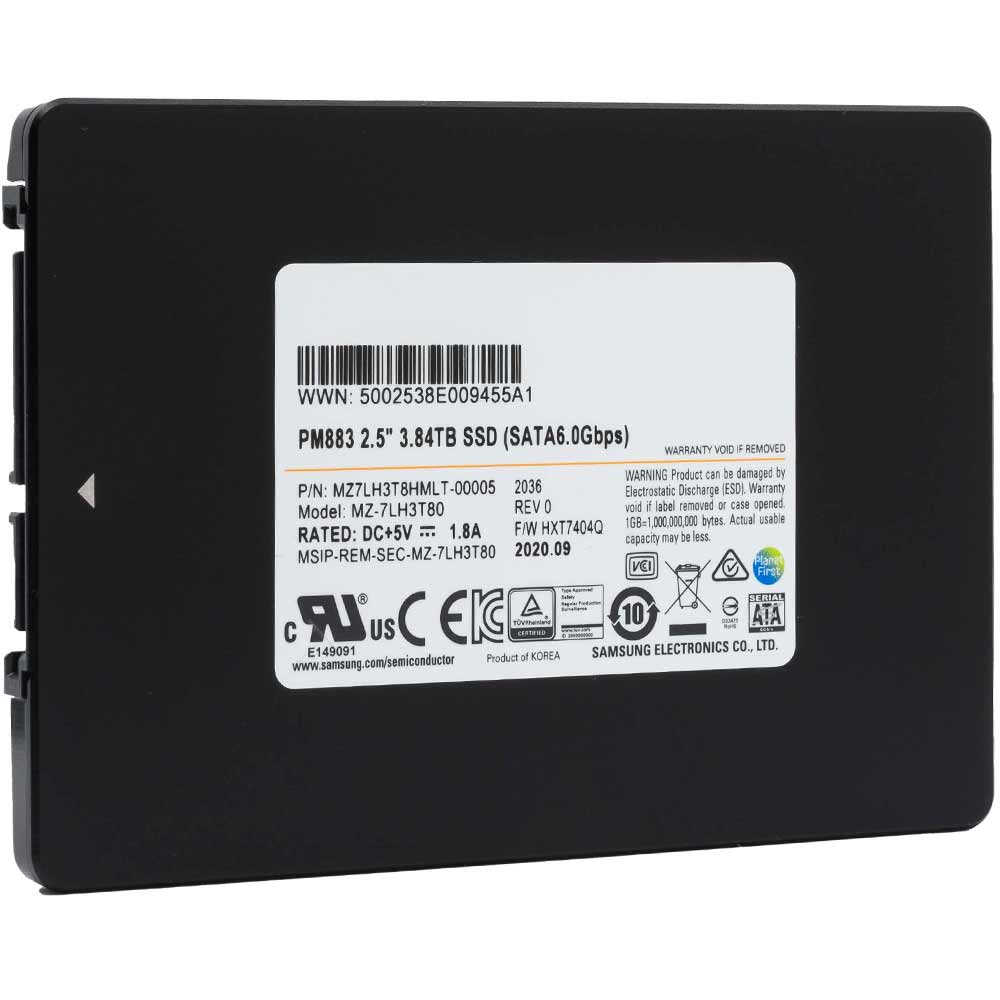 Samsung PM883 MZ7LH3T8HMLT 3.84TB SATA 6Gb/s 1.3 DWPD 2.5" Refurbished Enterprise SSD