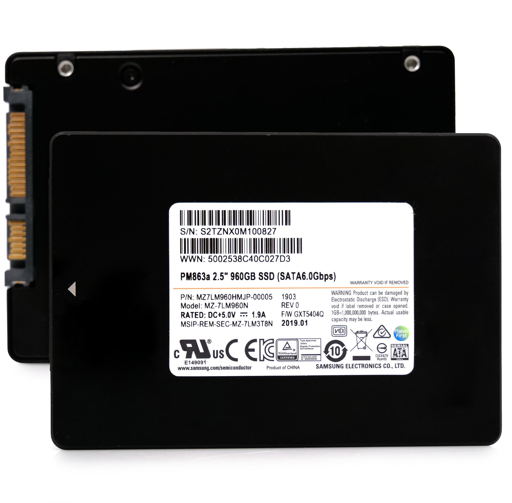 Samsung PM863a MZ7LM960HMJP 960GB 1.3 DWPD SATA 6Gb/s Mixed Use V-NAND 2.5in Refurbished Enterprise SSD