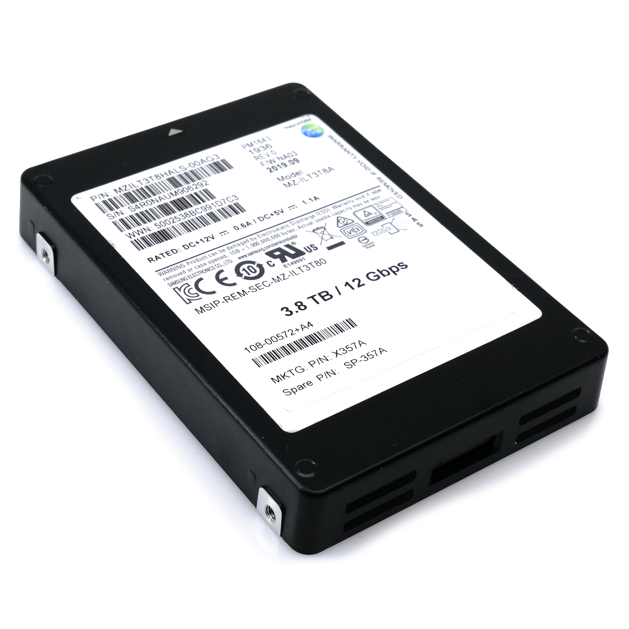 Samsung PM1643 MZILT3T8HALS 3.84TB 1 DWPD SAS 12Gb/s 512e 2.5in Refurbished SSD