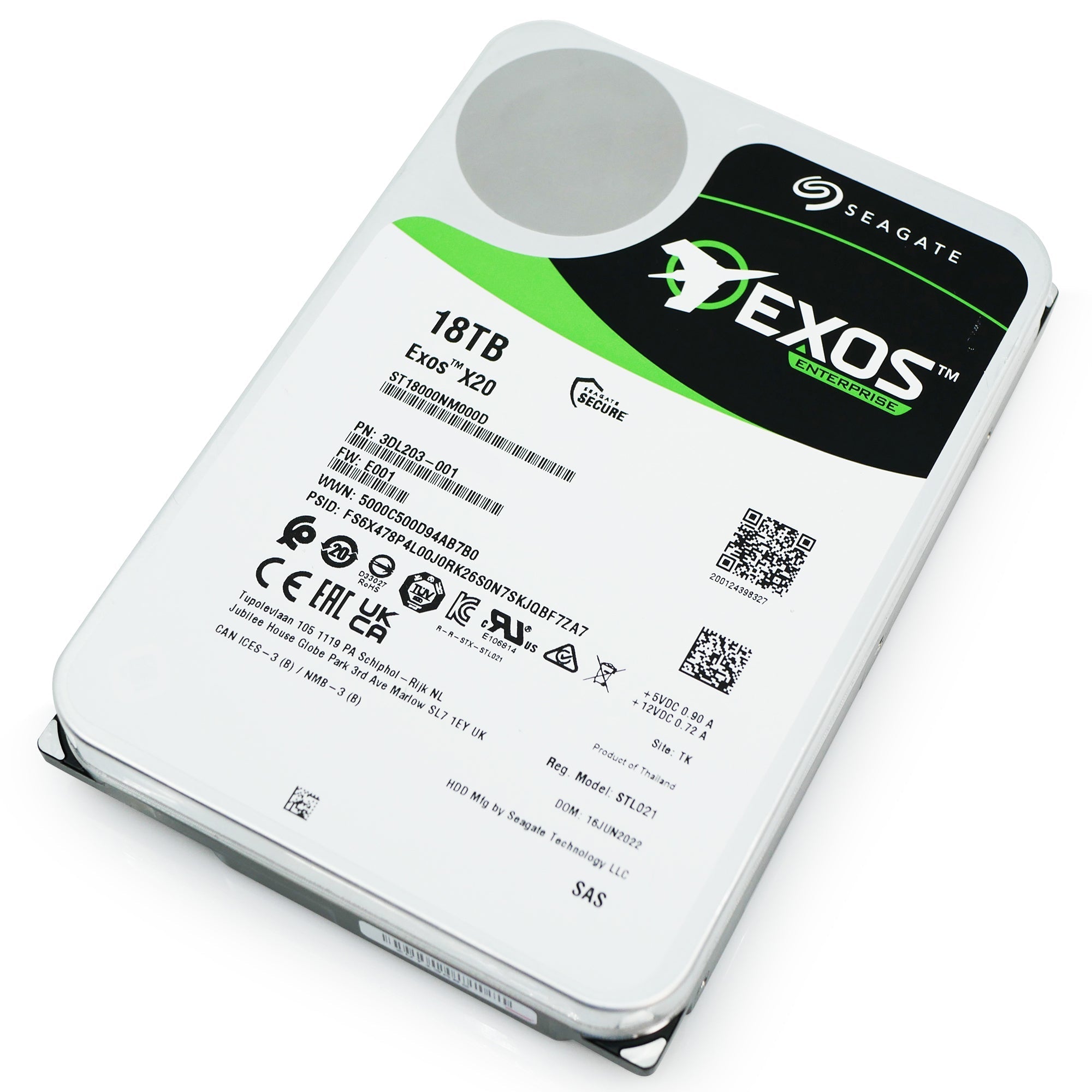 Seagate Exos X20 ST18000NM000D 18TB 7.2K RPM SAS 12Gb/s 3.5in Hard Drive