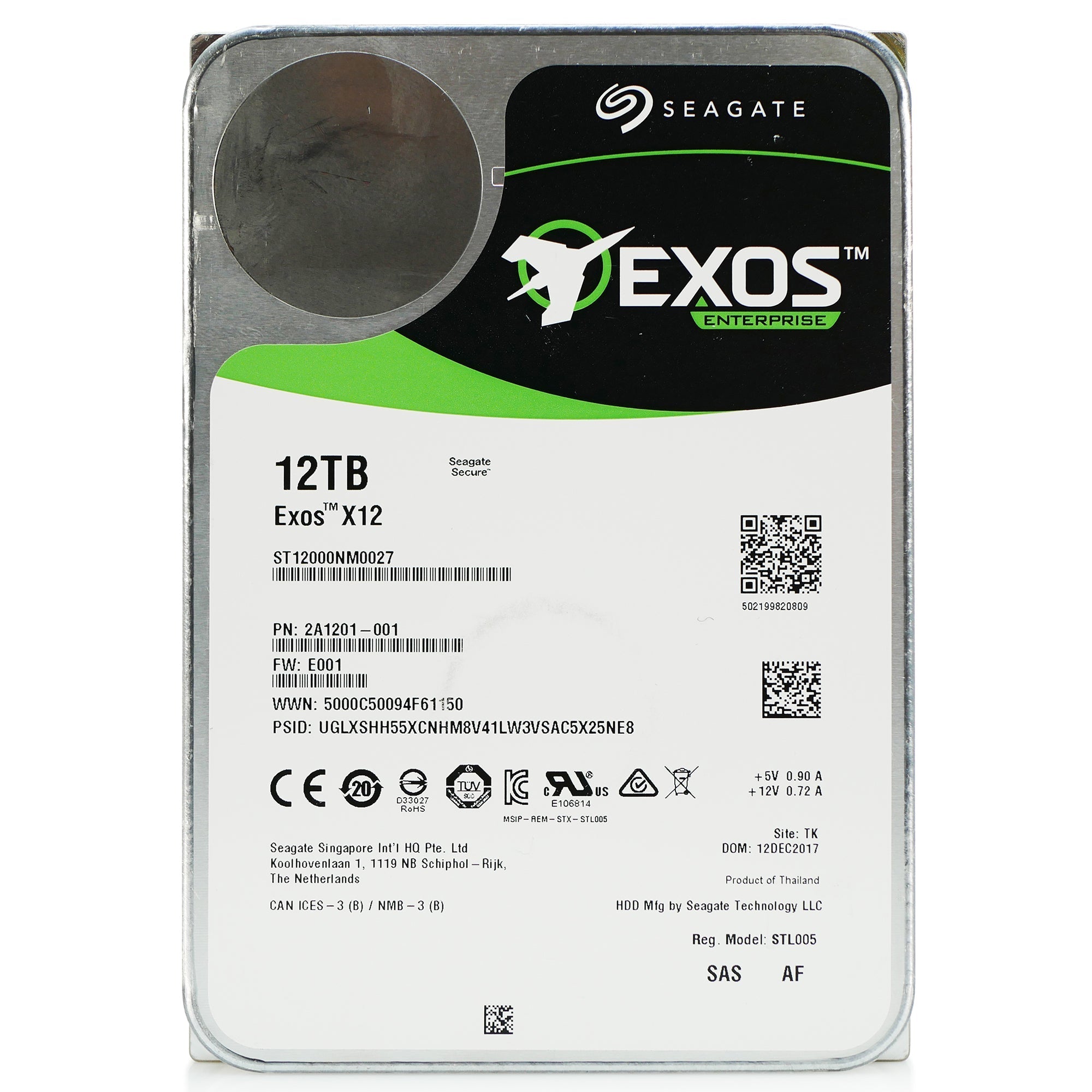 Seagate Exos X12 ST12000NM0027 12TB 7.2K RPM SAS 12Gb/s 512e/4Kn 256MB 3.5" FastFormat Hard Drive