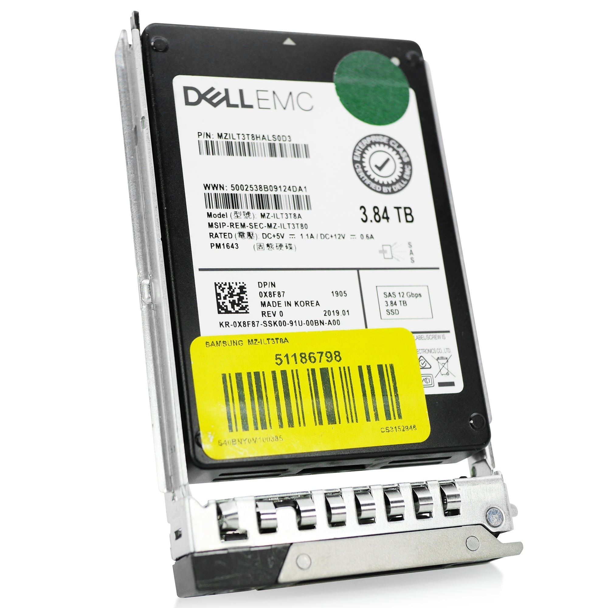 Dell G14 0X8F87 3.84TB 1 DWPD SAS 12Gb/s 3D TLC 2.5in Refurbished SSD