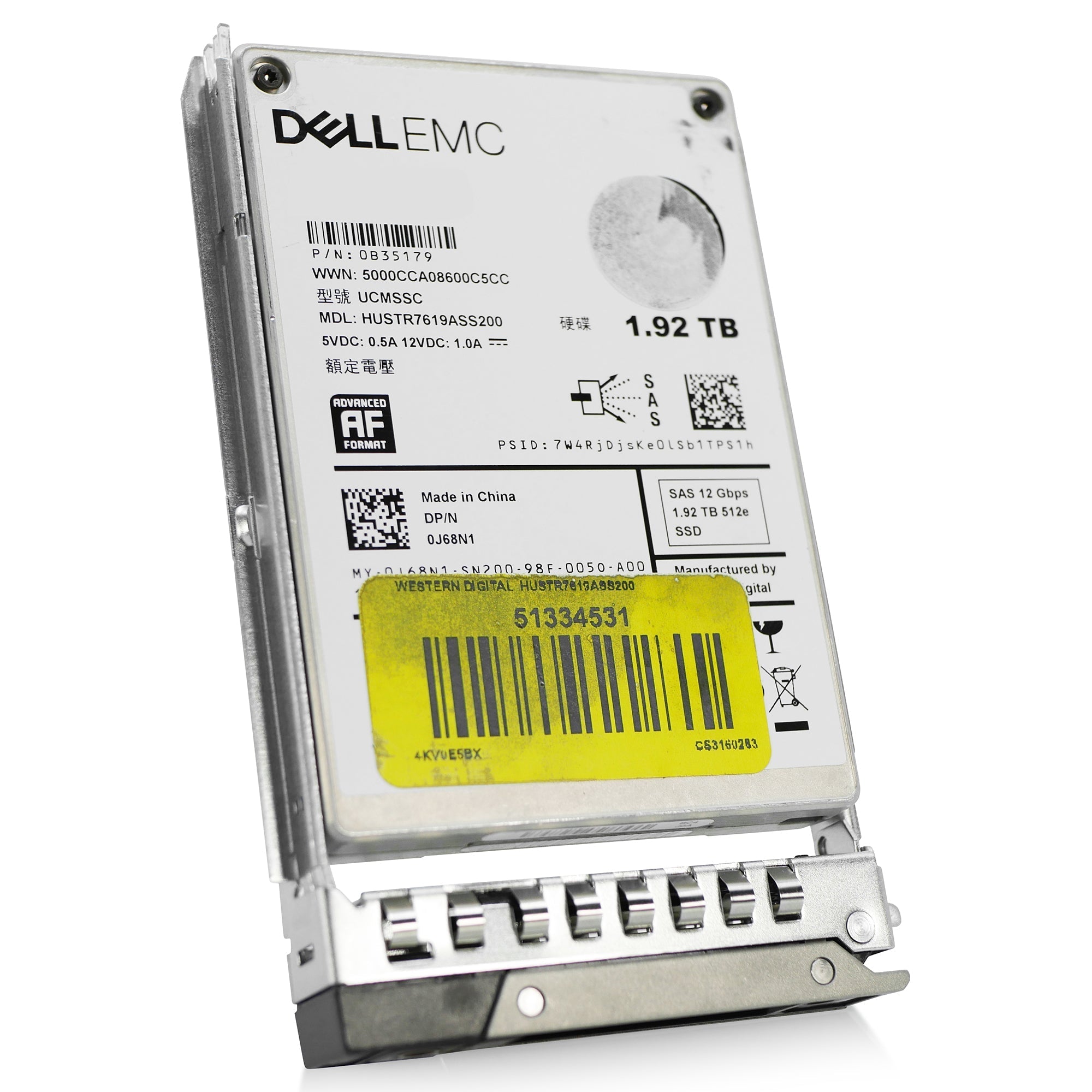 Dell G14 0J68N1 1.92TB 1 DWPD SAS 12Gb/s MLC 2.5in Refurbished SSD