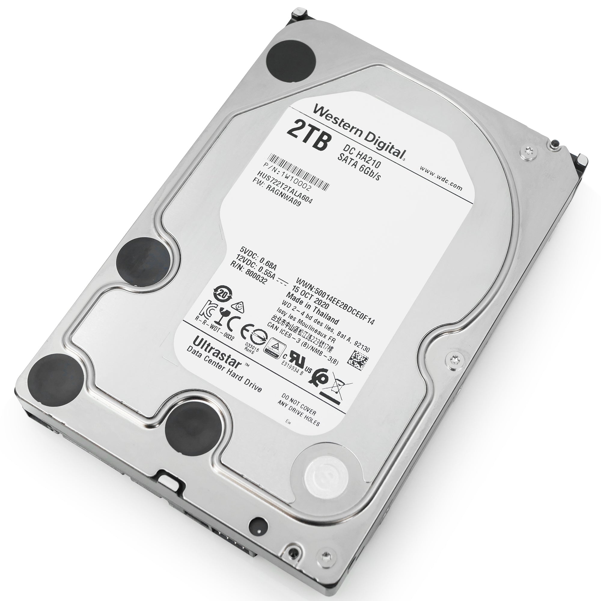 Western Digital Ultrastar DC HA210 HUS722T2TALA604 1W10025 2TB 7.2K RPM SATA 6Gb/s 512n 3.5in Refurbished HDD