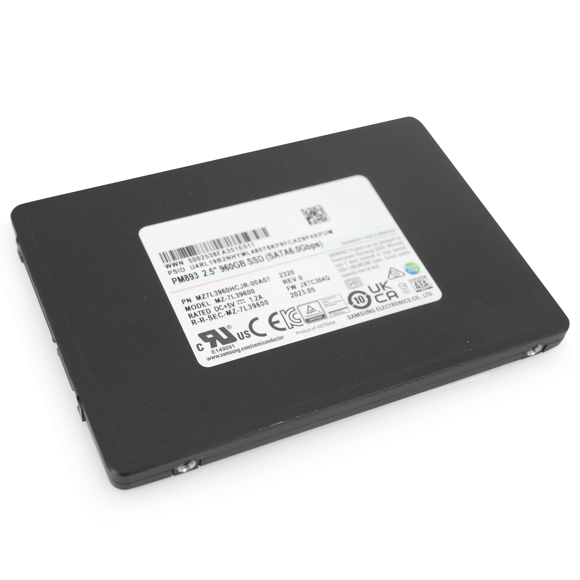 Samsung PM893 MZ7L3960HCJR 960GB SATA 6Gb/s 1 DWPD 3D TLC 2.5in Refurbished SSD
