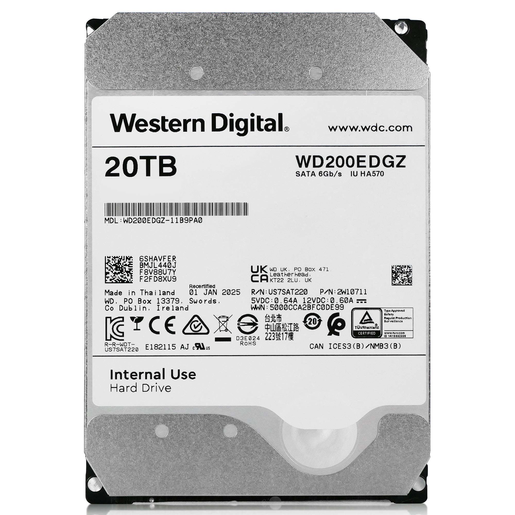 Western Digital WD200EDGZ 20TB 7.2K RPM SATA 6Gb/s 512e 3.5in Refurbished HDD