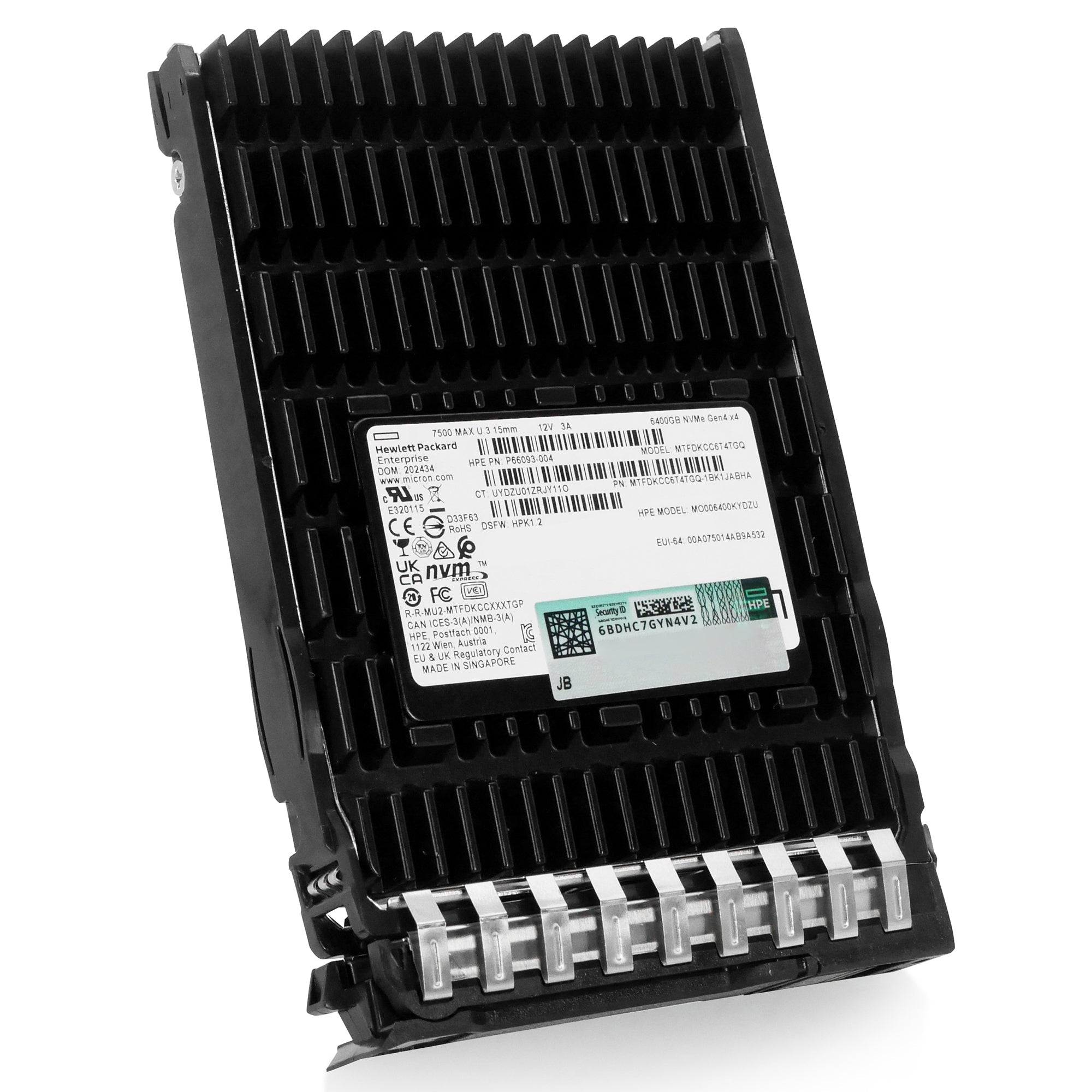 HP Generation 11 P66093-004 6.4TB 3 DWPD PCIe Gen 4.0 x4 8GB/s 3D TLC U.3 NVMe 2.5in Refurbished SSD