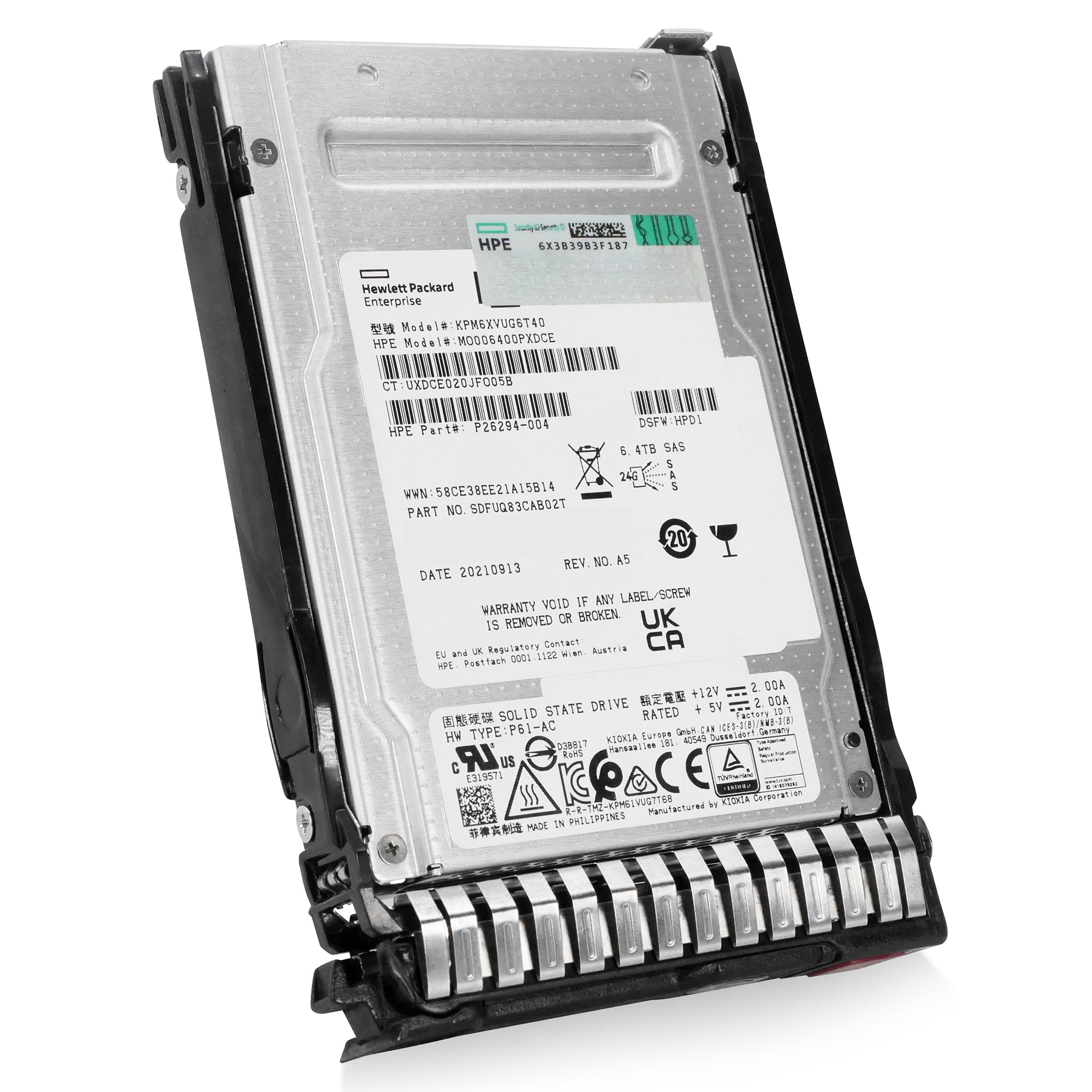 HP Generation 8 MO006400PXDCE P26294-004 6.4TB 3 DWPD SAS-4 24Gb/s 3D TLC 2.5in Solid State Drive