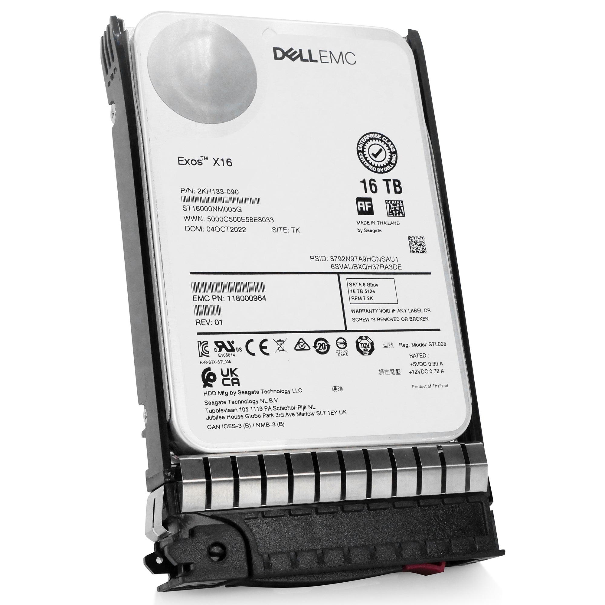 Seagate/Dell G14 ST16000NM005G 039XRY 16TB 7.2K RPM SATA 6Gb/s 512e CMR 3.5in Hard Drive