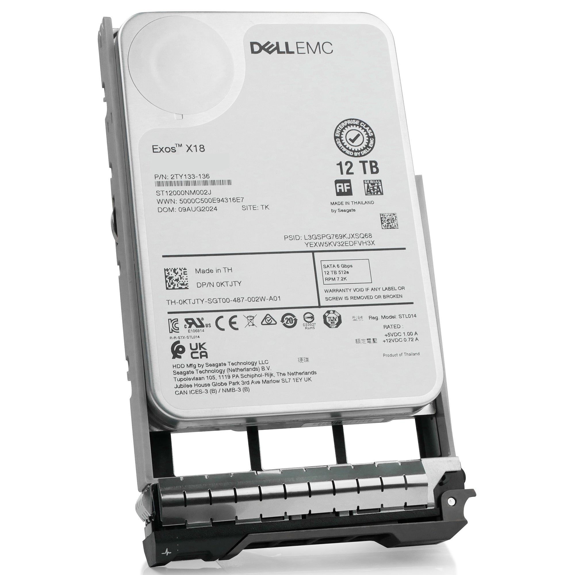 Dell G13 0KTJTY 12TB 7.2K RPM SATA 6Gb/s 512e 3.5in Refurbished HDD
