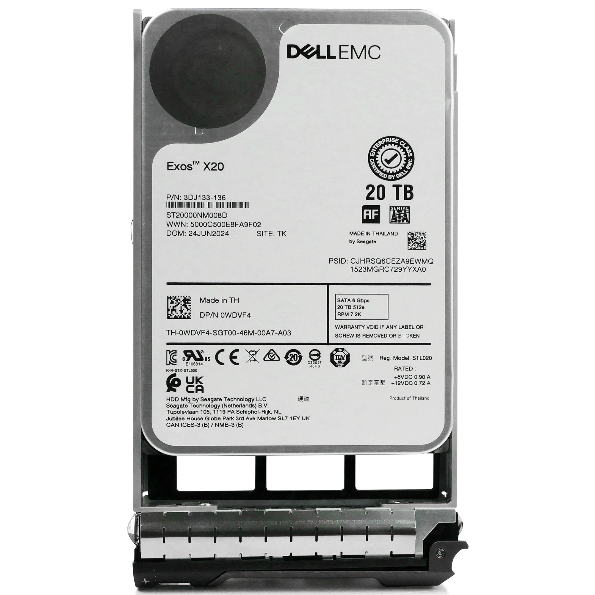 Dell G13 0WDVF4 20TB 7.2K RPM SATA 6Gb/s 512e 3.5in Hard Drive
