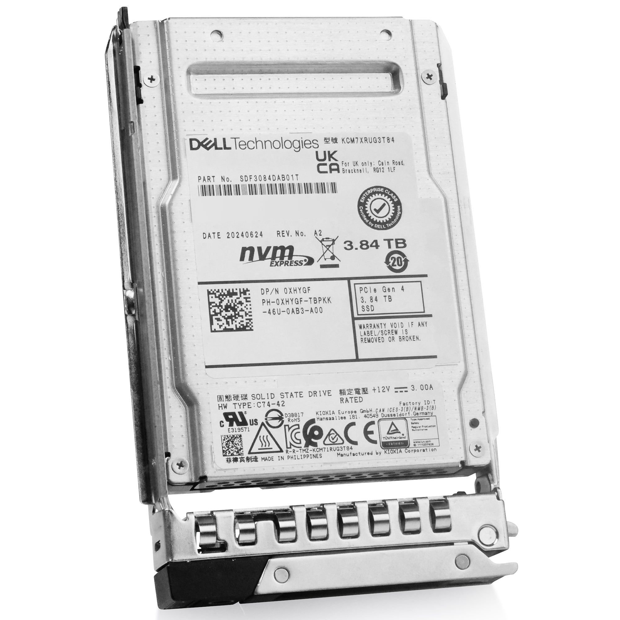 Dell G14 0HK4T3 3.84TB 1 DWPD PCIe Gen 4.0 x4 8GB/s Read-Intensive 3D TLC U.2 NVMe 2.5in Solid State Drive