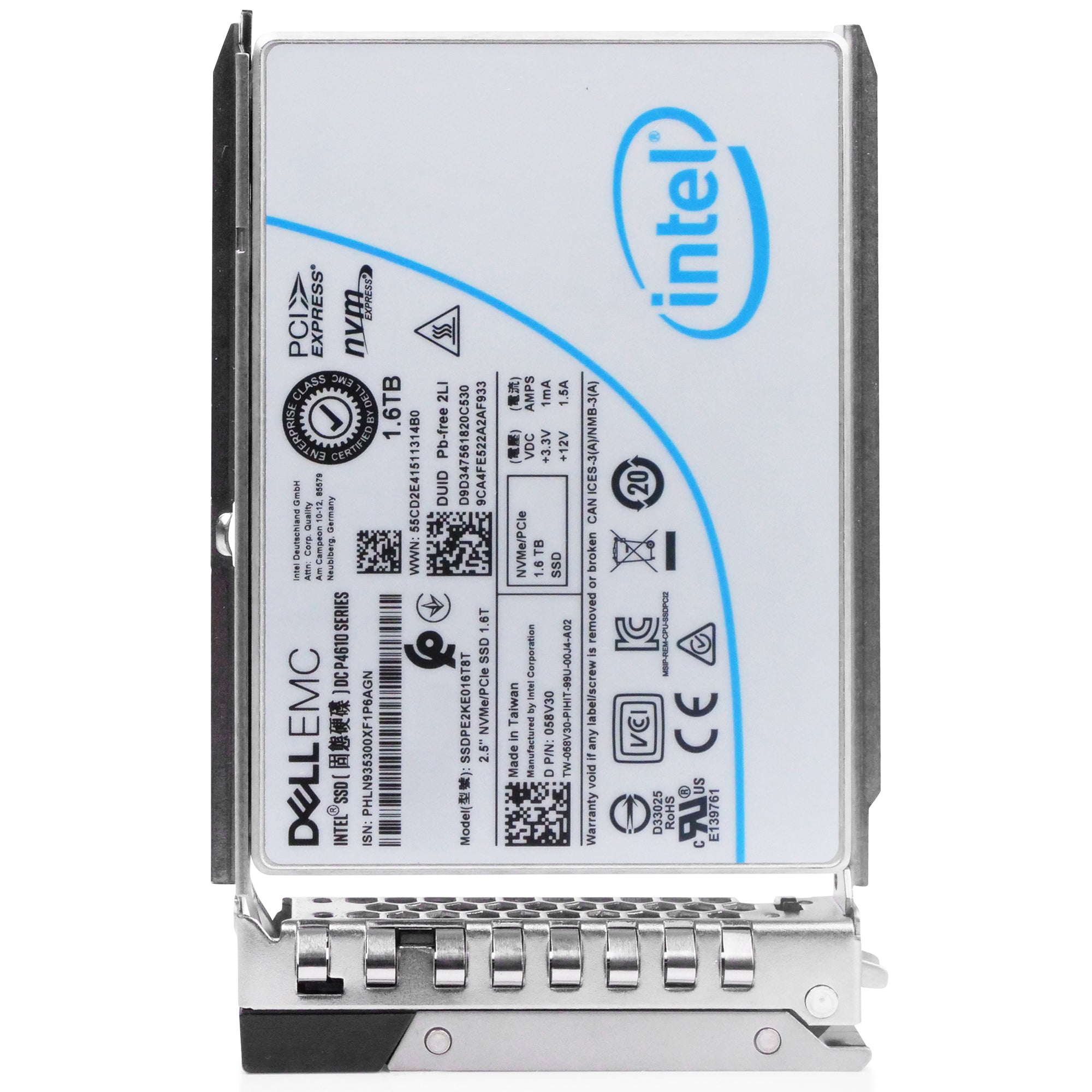 Dell G14 W54RT 1.6TB 3 DWPD PCIe Gen 3.1 x4 4GB/s Mixed-Use 3D TLC U.2 NVMe 2.5in Refurbished SSD