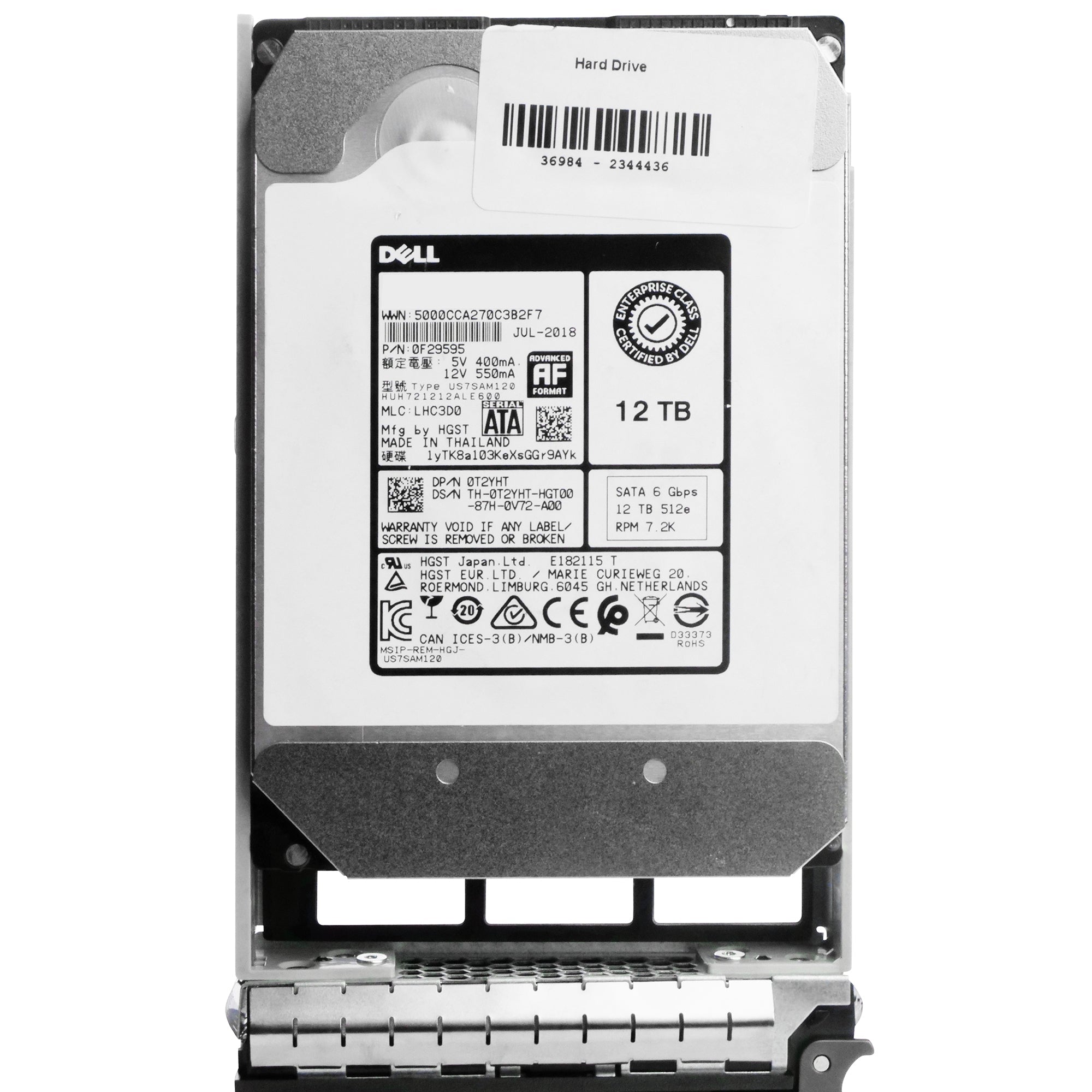 Dell G13 VW69J 12TB 7.2K RPM SATA 6Gb/s 512e 3.5in Refurbished HDD