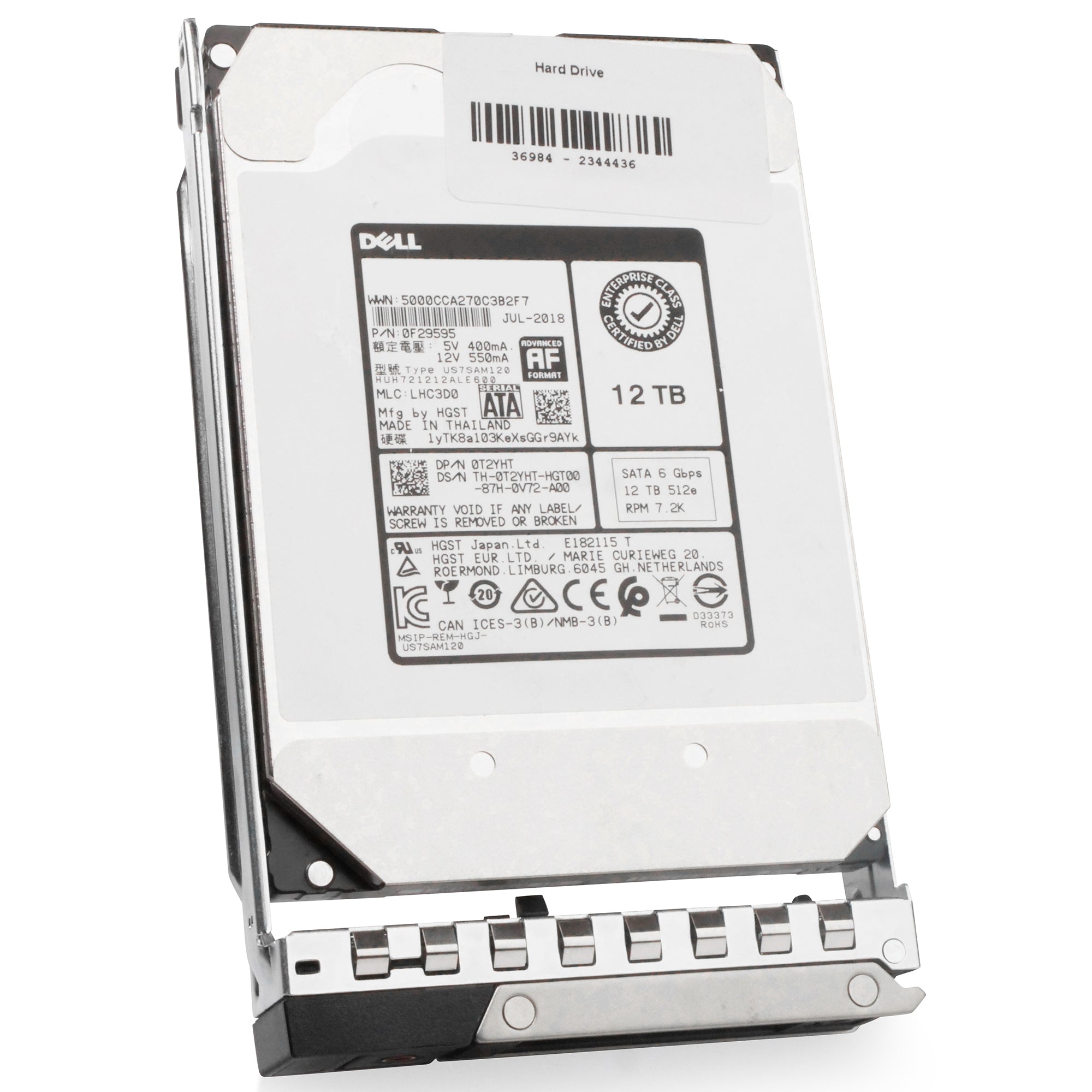 Dell G14 400-BDKV 12TB 7.2K RPM SATA 6Gb/s 512e 3.5in Refurbished HDD