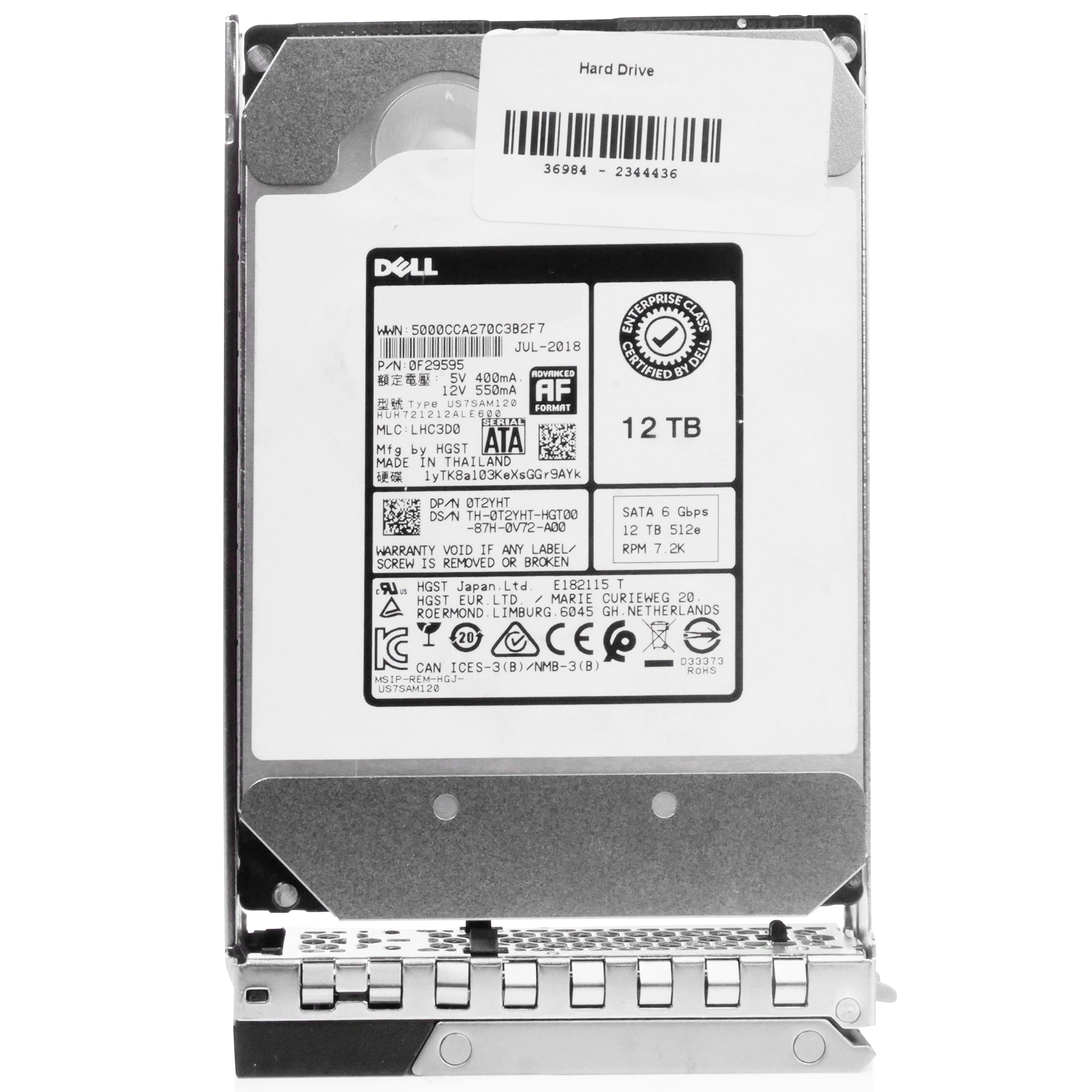 Dell G14 753F0 12TB 7.2K RPM SATA 6Gb/s 512e 3.5in Refurbished HDD