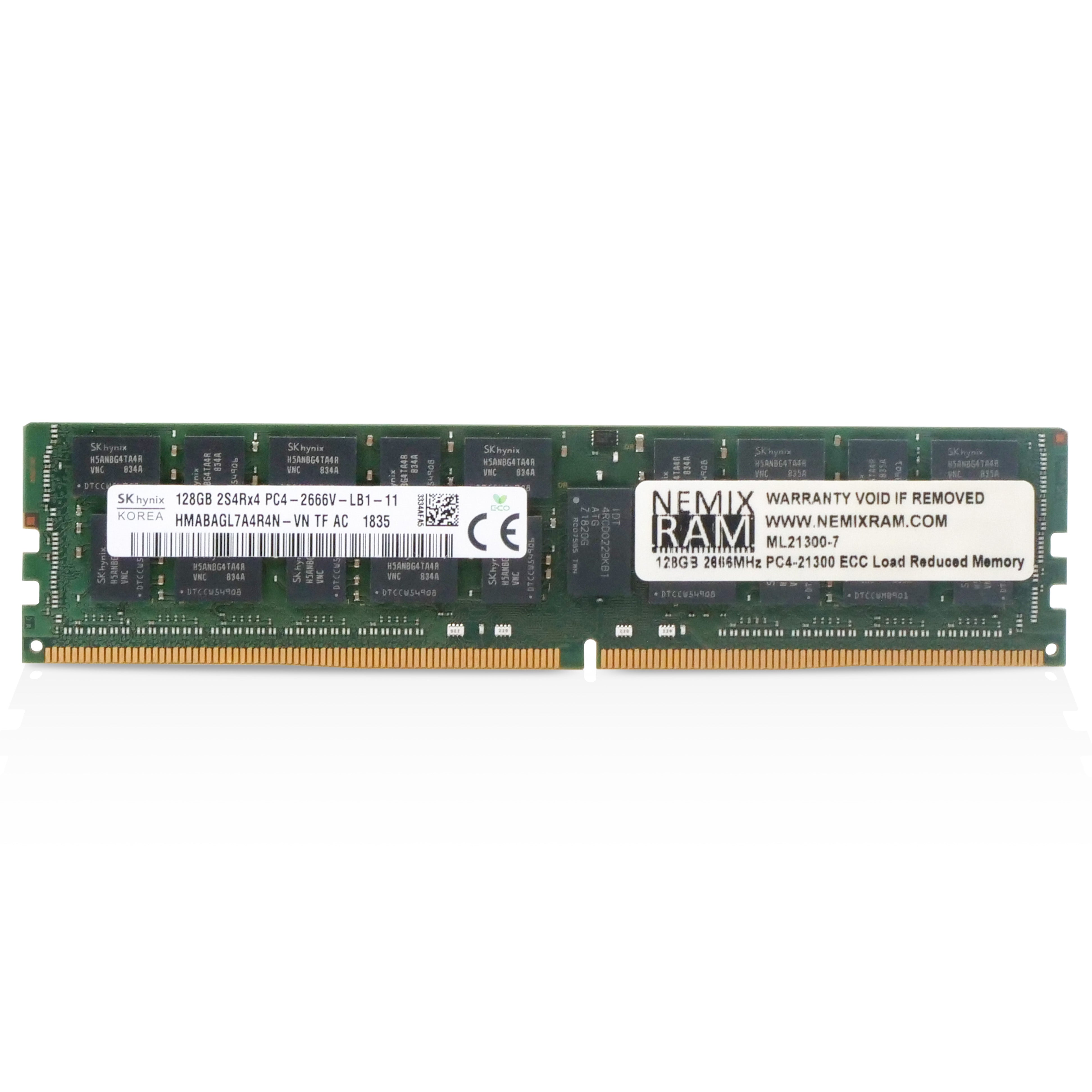 SK Hynix/NEMIX HMABAGL7A4R4N-VN 128GB DDR4 2666MHz LRDIMM ECC Server RAM (PC4-21300) Seller Refurbished
