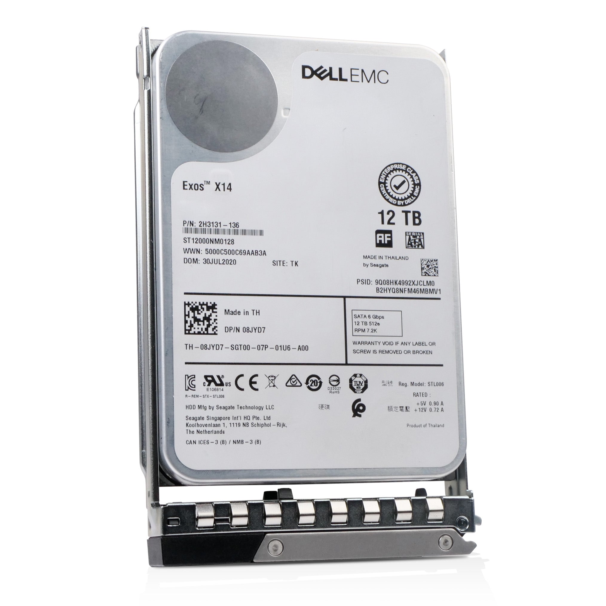 Dell G14 08JYD7 12TB 7.2K RPM SATA 6Gb/s 512e 3.5in Refurbished HDD