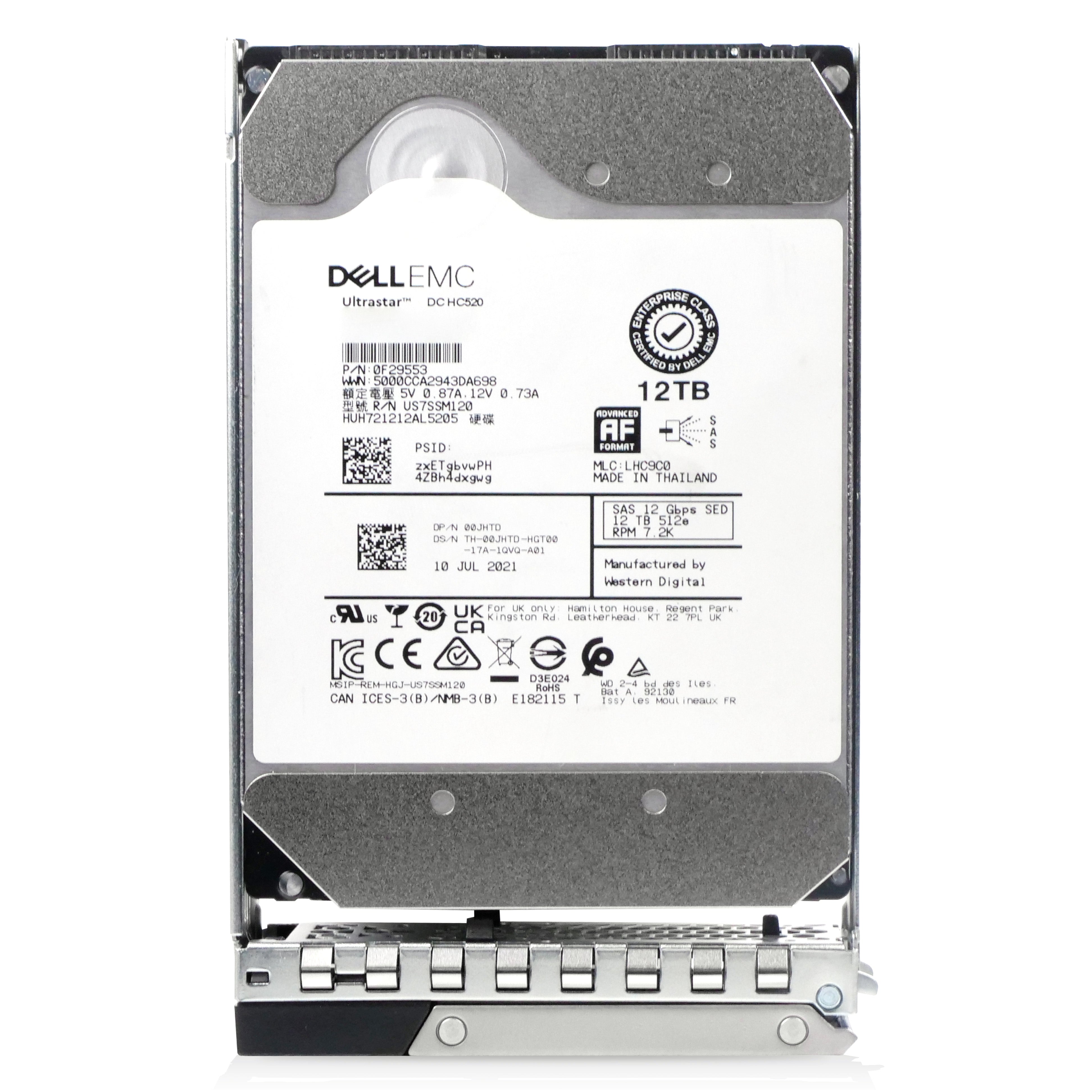 Dell G14 400-AXNV 12TB 7.2K RPM SAS 12Gb/s 512e 256MB 3.5in Refurbished HDD