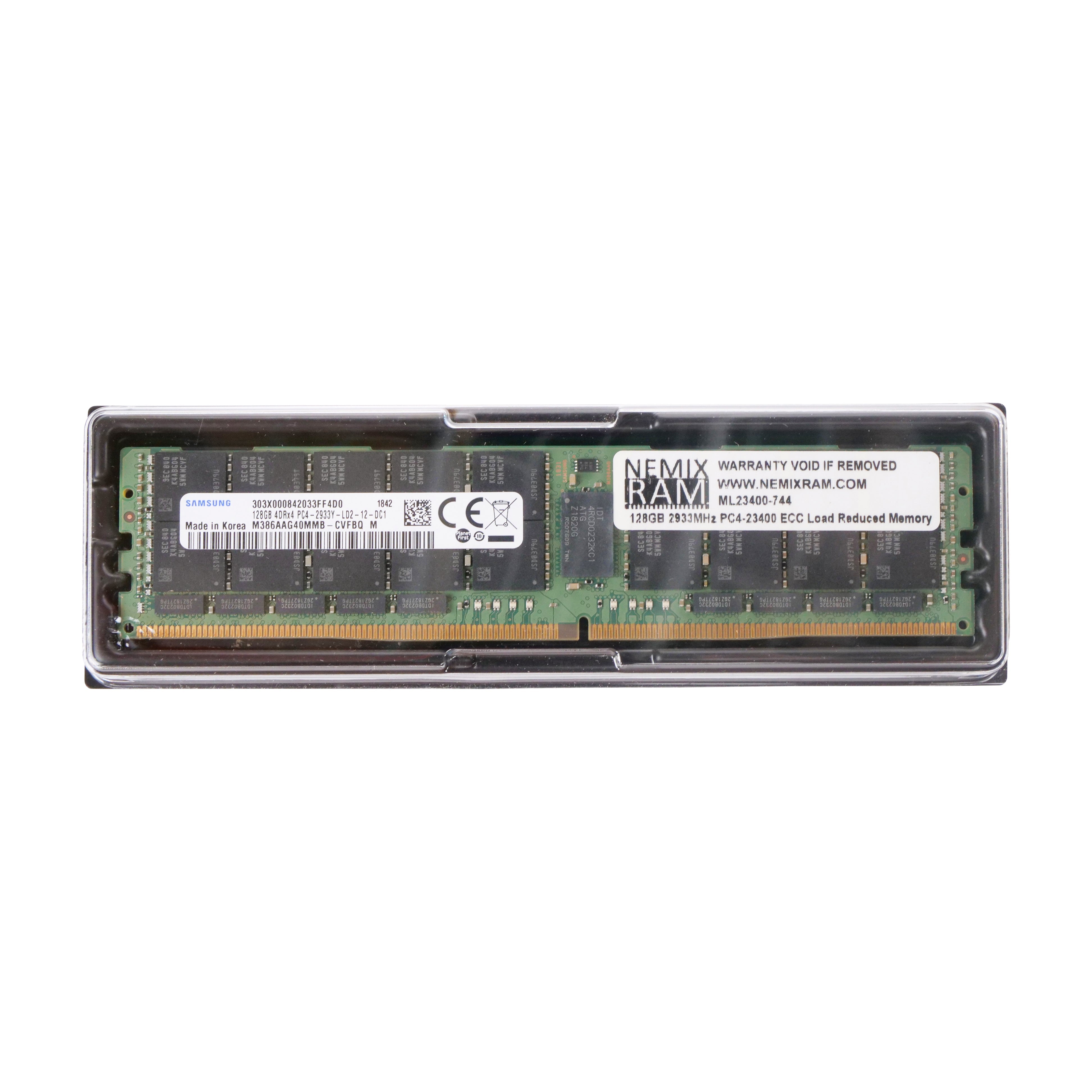 Samsung/NEMIX M386AAG40MMB-CVF 128GB DDR4 2933MHz LRDIMM ECC Server RAM (PC4-23400) Seller Refurbished