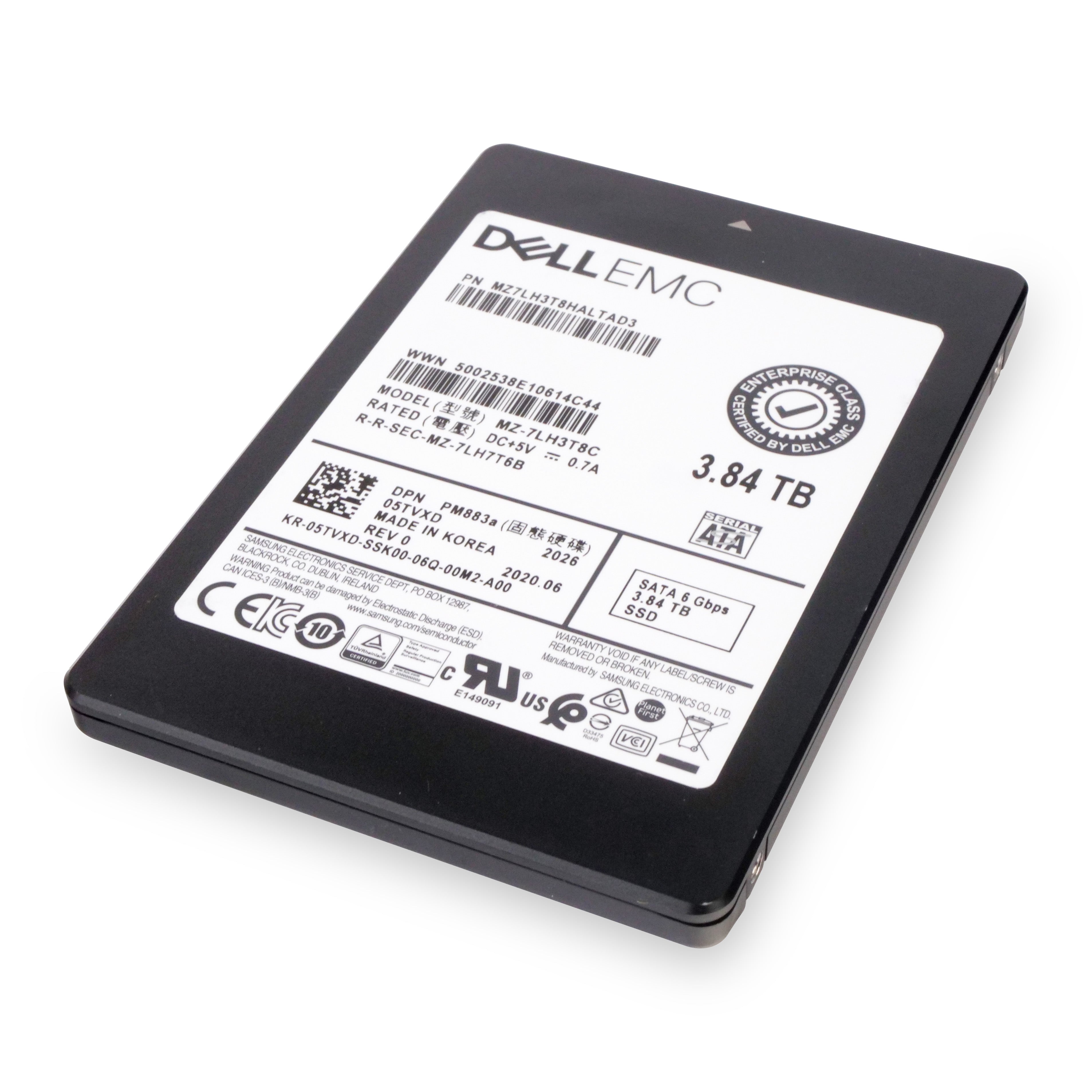 Dell/Samsung PM883a MZ7LH3T8HALTAD3 3.84TB 1 DWPD SATA 6Gb/s 3D TLC 2.5in Refurbished SSD