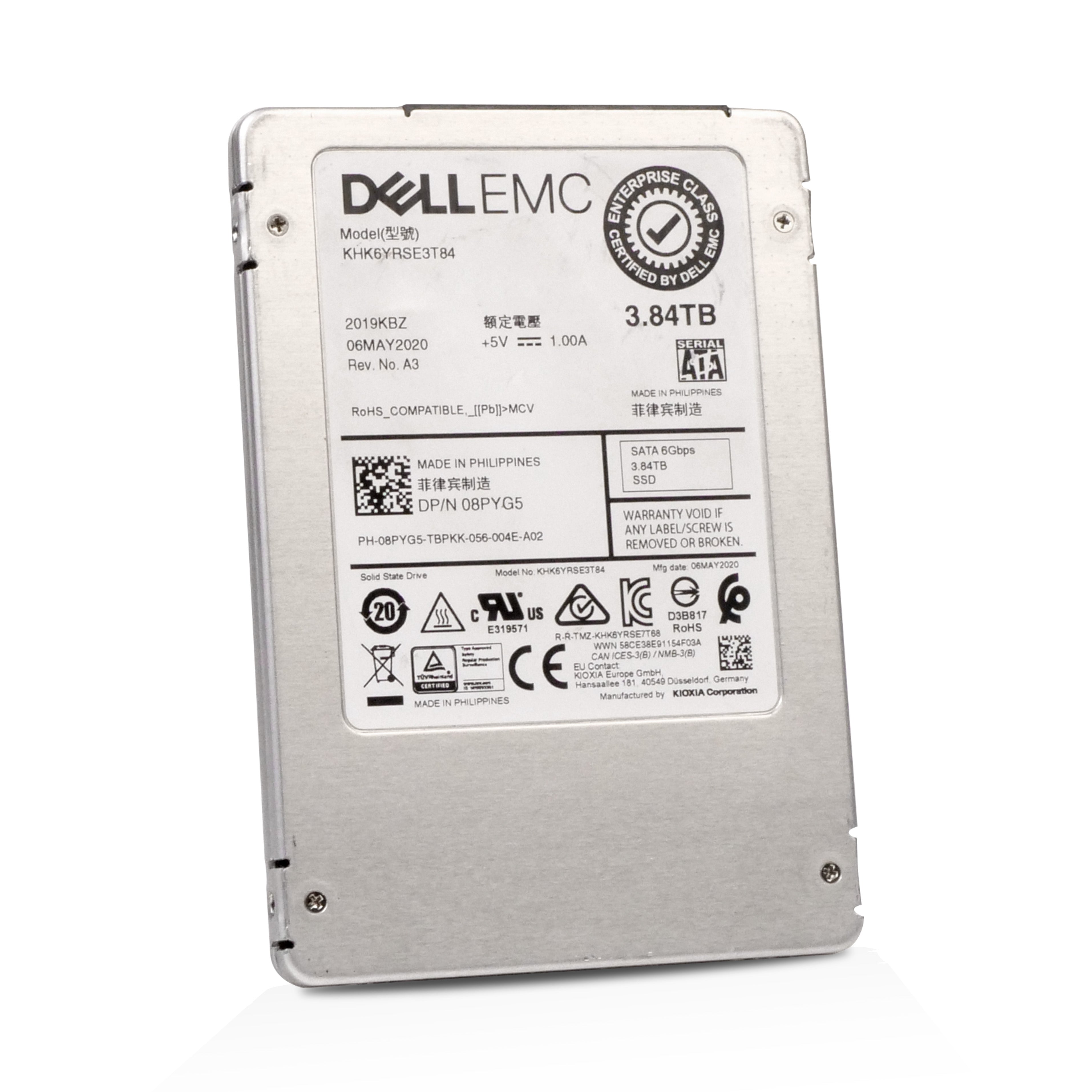 Dell/Kioxia KHK6YRSE3T84 3.84TB 1 DWPD SATA 6Gb/s 3D TLC 2.5in Refurbished SSD