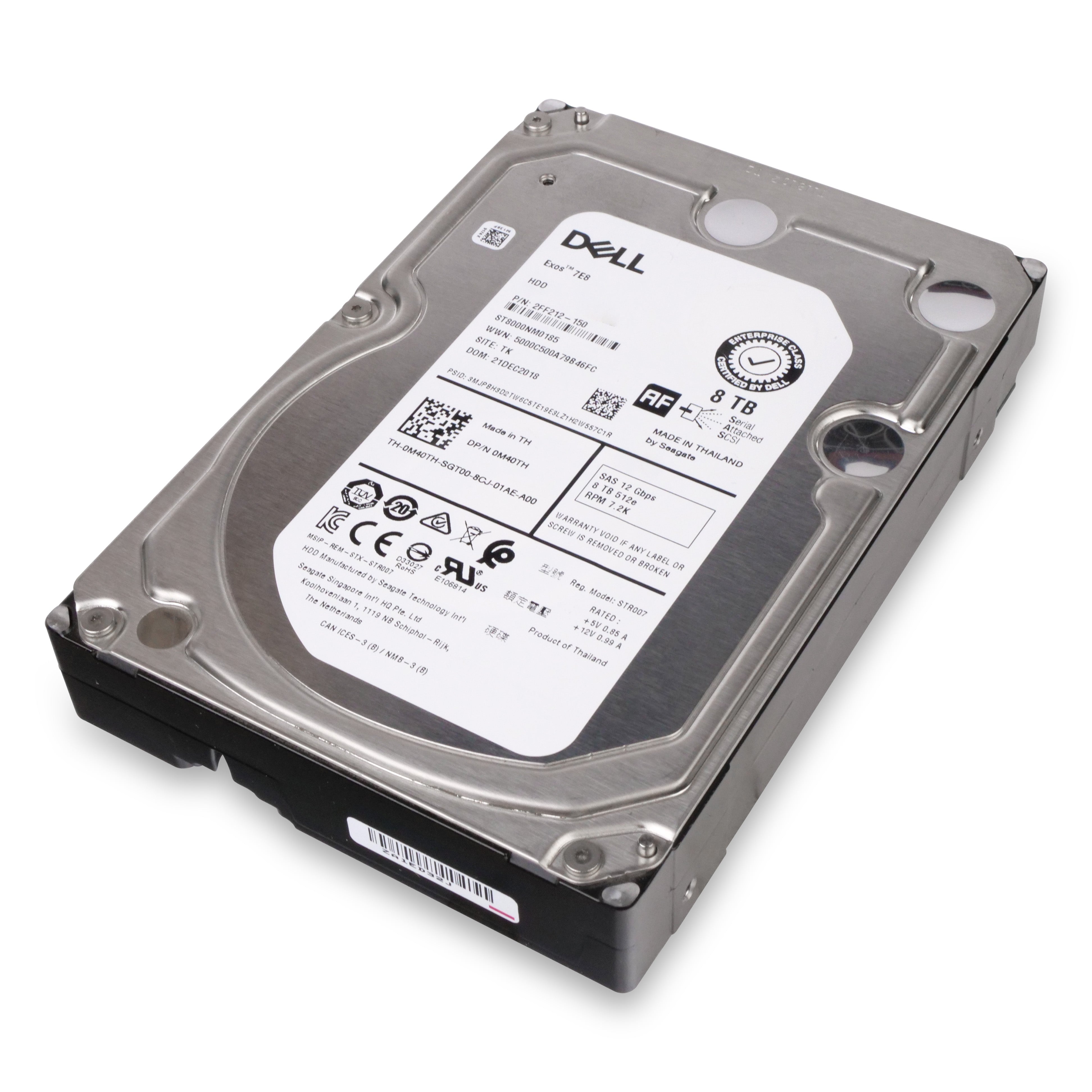 Dell/Seagate Exos 7E8 ST8000NM0185 8TB 7.2K RPM SAS 12Gb/s 512e 256MB 3.5in Refurbished HDD