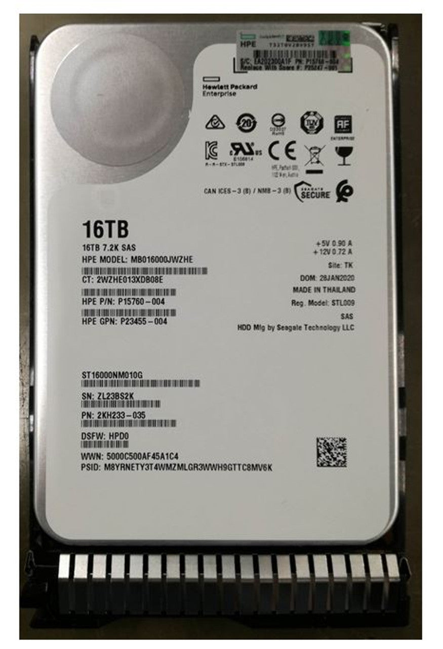 HPE P23863-B21 16TB 7200RPM 3.5in SAS-12G SC Business Critical G10 HDD