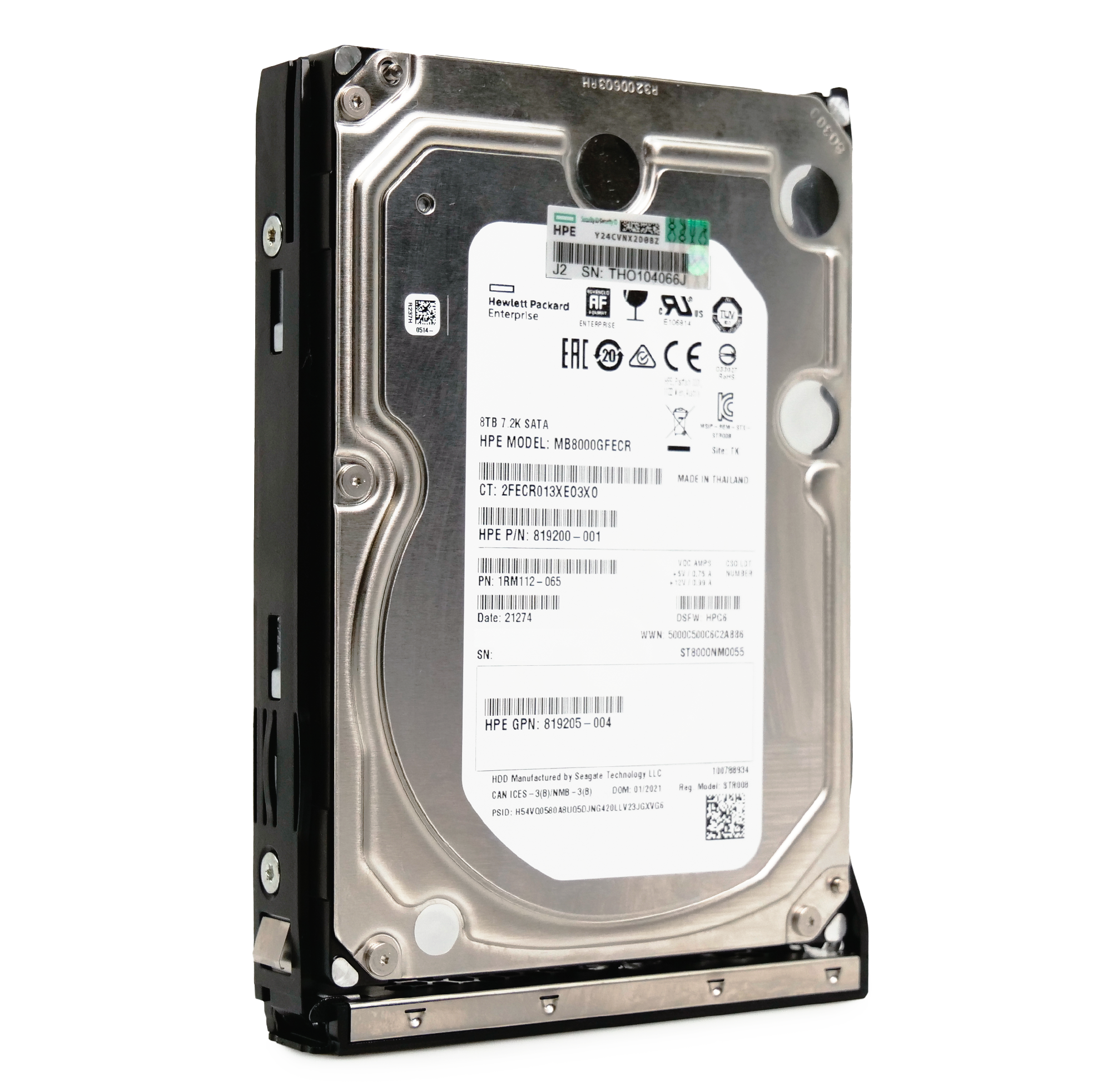 HP Generation 10 819200-001 8TB 7.2K RPM SATA 6Gb/s 512e 3.5in Refurbished HDD