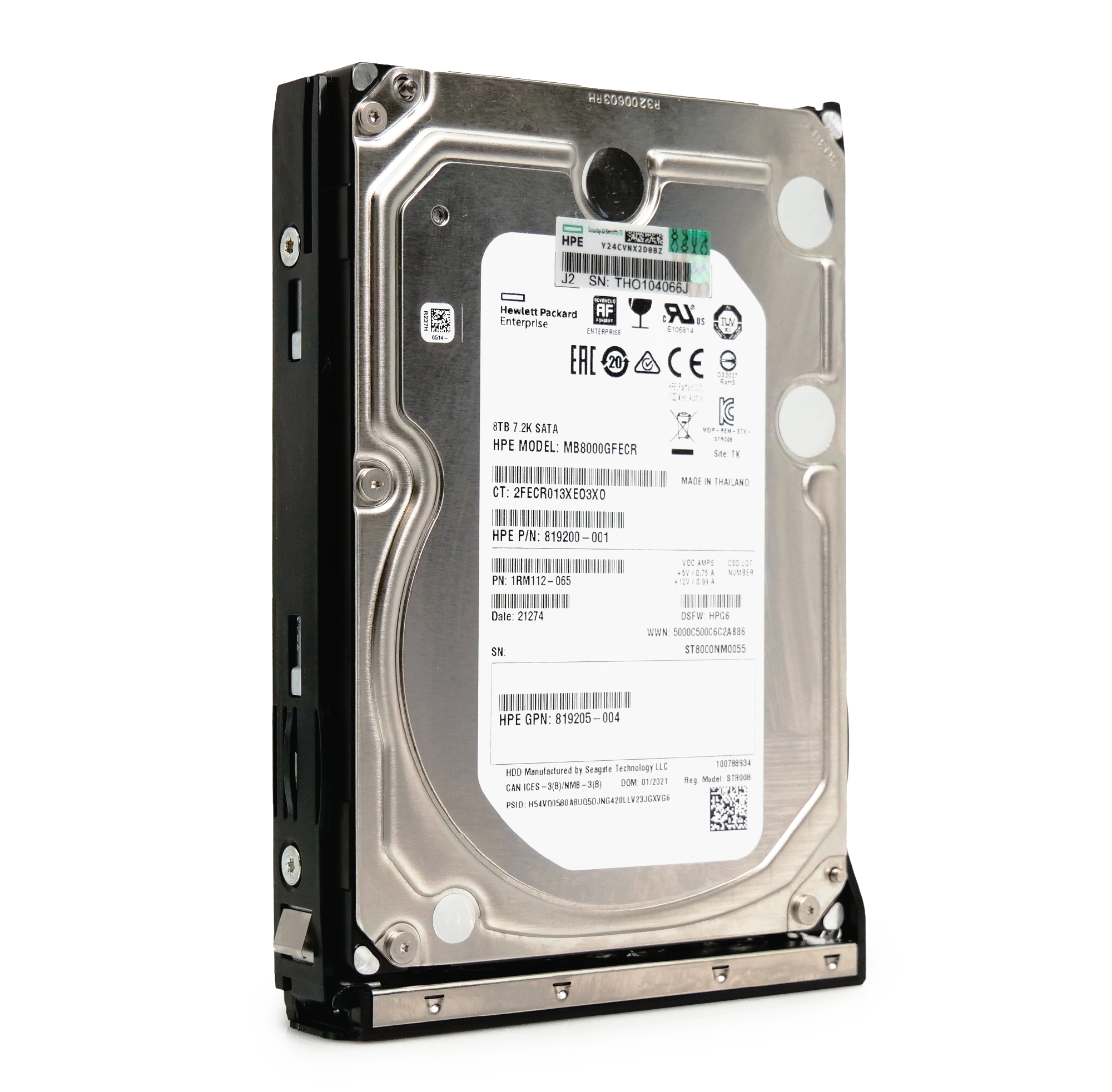 HP Generation 10 819200-001 8TB 7.2K RPM SATA 6Gb/s 512e 3.5in Refurbished HDD