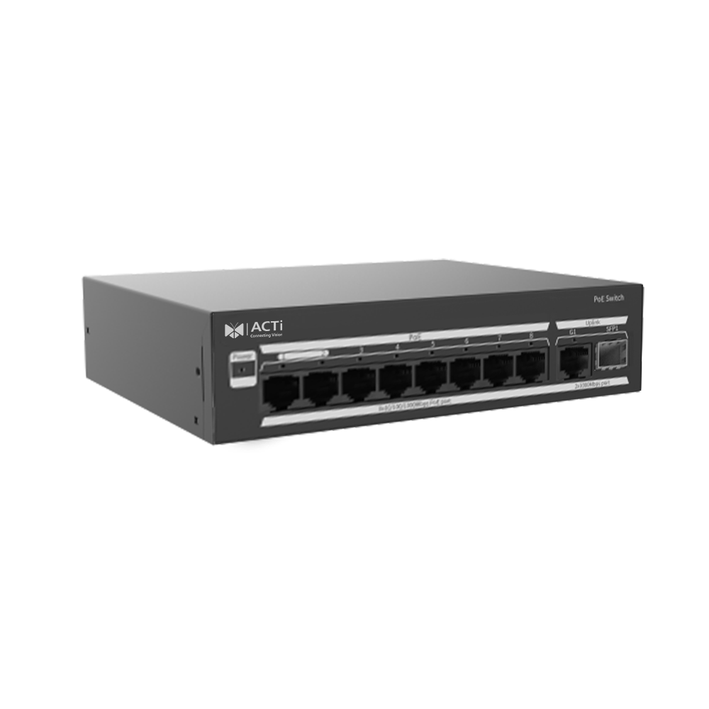 ACTi PPSW-0109 8-Port 802.3at Smart Managed PoE Switch (PoE Budget 120W)